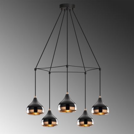 Lámpara de techo YILDO 5xE27/40W/230V negra/cobre