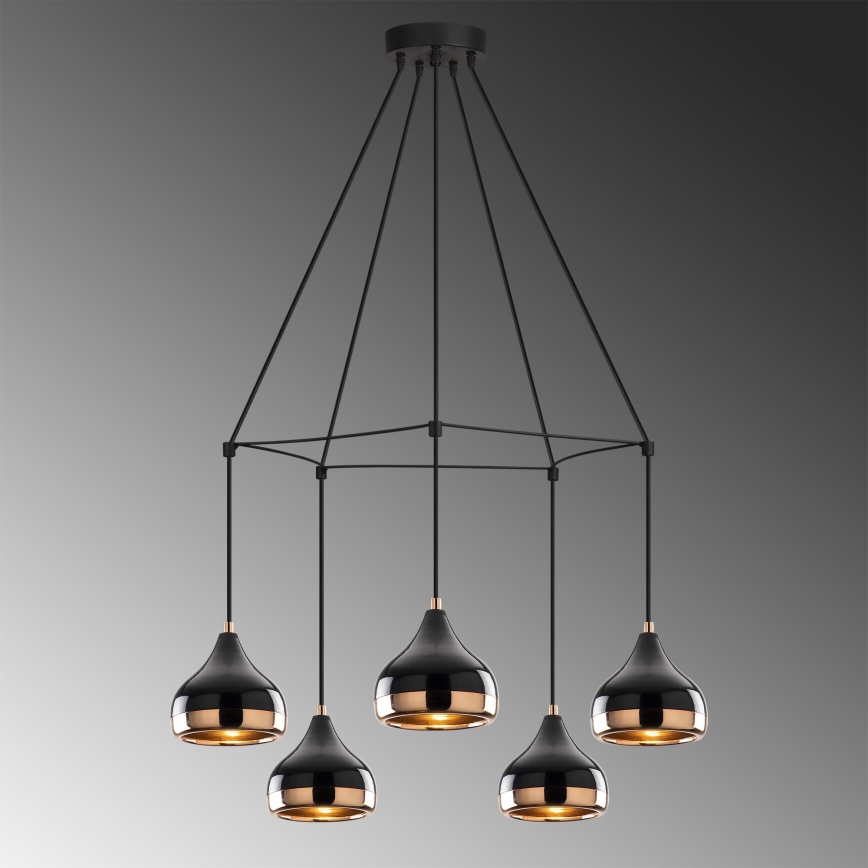 Lámpara de techo YILDO 5xE27/40W/230V negra/cobre