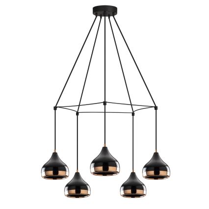 Lámpara de techo YILDO 5xE27/40W/230V negra/cobre