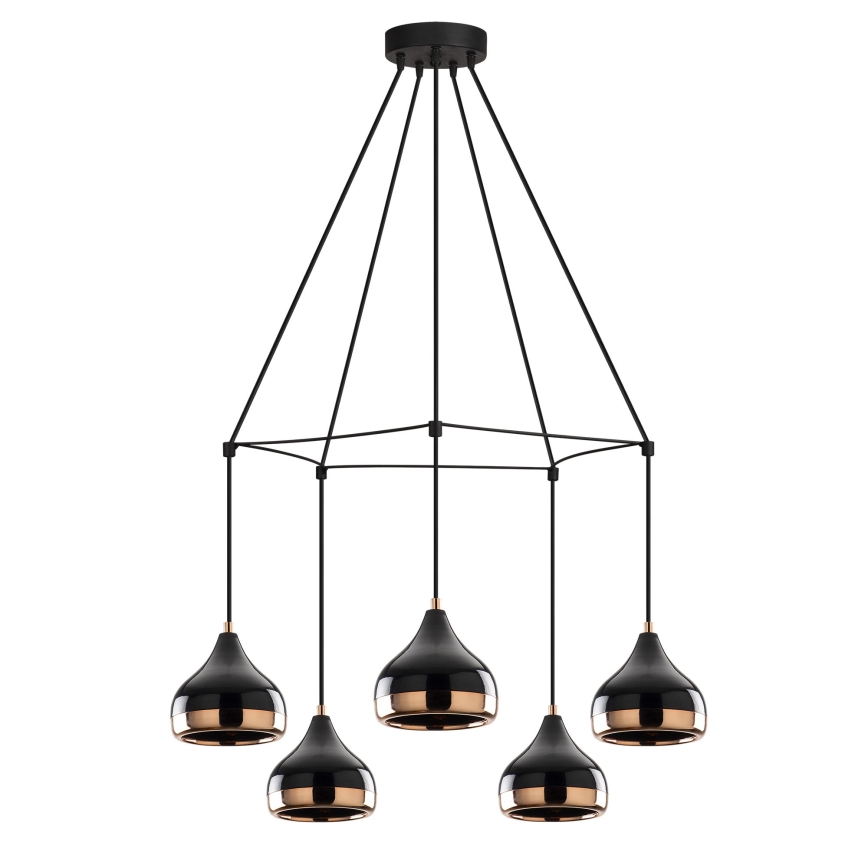 Lámpara de techo YILDO 5xE27/40W/230V negra/cobre