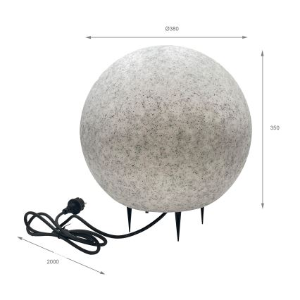 Lámpara decorativa de exterior LUMISTONE 1xE27/15W/230V IP65 Ø 38 cm