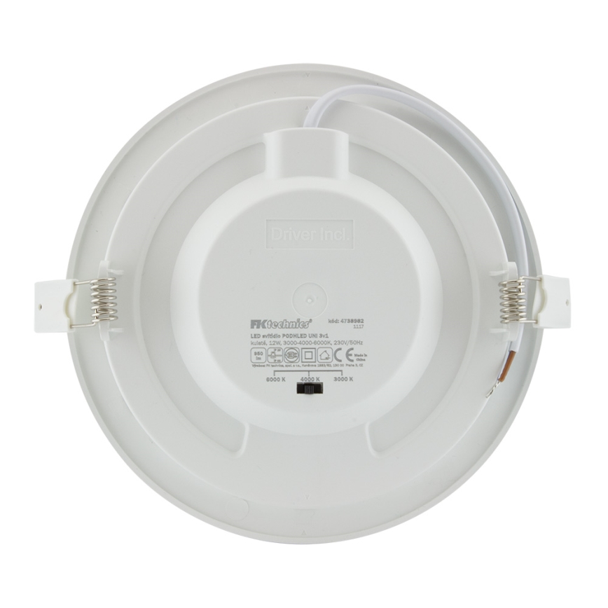 Lámpara empotrable de baño LED LED/12W/230V 3000/4000/6000K IP44