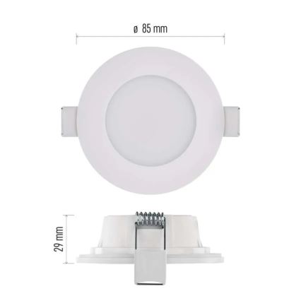 Lámpara empotrable de baño LED LORI LED/4,5W/230V IP65 2700/4000K diá. 8,5 cm blanco