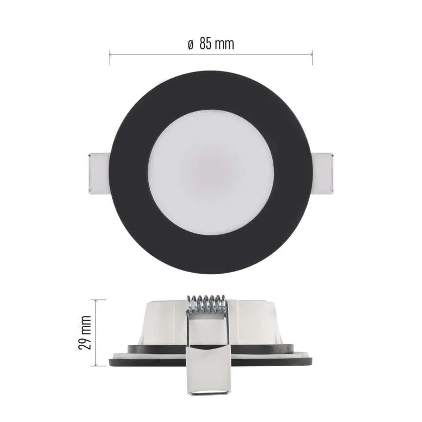 Lámpara empotrable de baño LED LORI LED/4,5W/230V IP65 2700/4000K diá. 8,5 cm negro