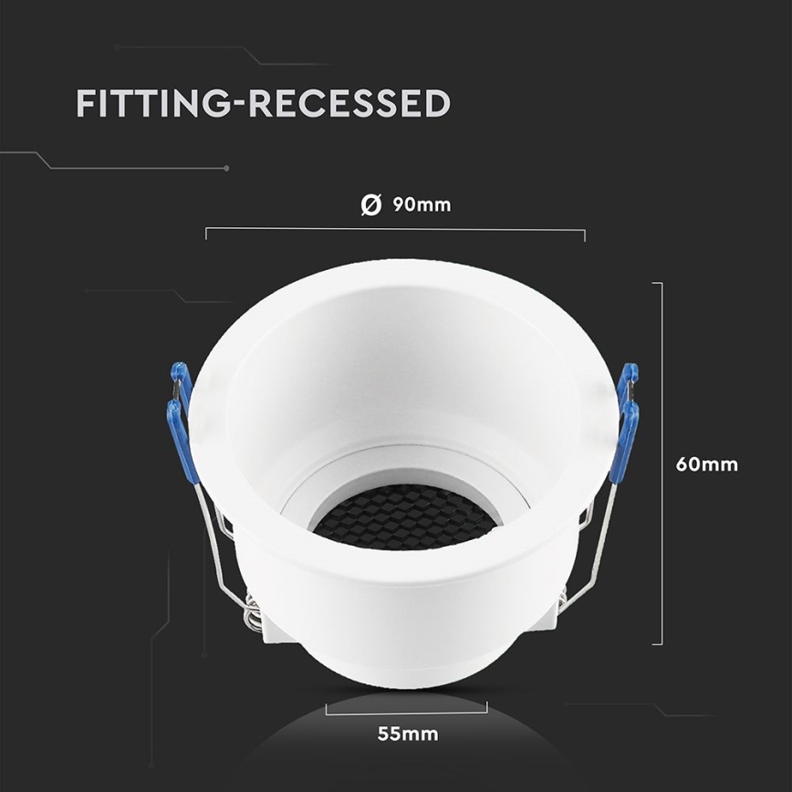 Lámpara empotrable GU10 diámetro 9 cm blanca