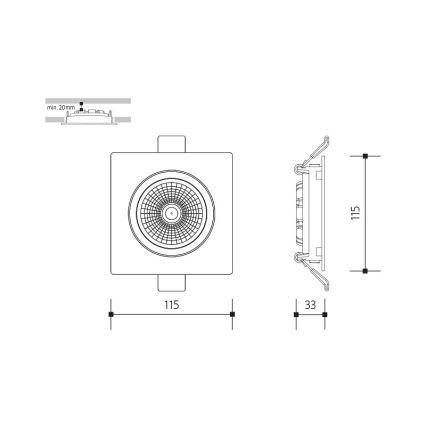 Lámpara empotrable LED LED/18W/230V 3000K 11,5x11,5 cm negro