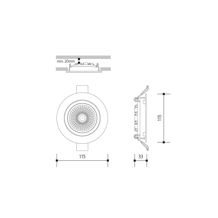 Lámpara empotrable LED LED/18W/230V 3000K diá. 11,5 cm negro