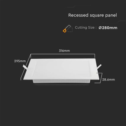 Lámpara empotrable LED LED/24W/230V 29,5x29,5 cm 3000K blanco