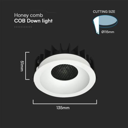 Lámpara empotrable LED LED/24W/230V 3000/4000/6400K ø 13,5 cm blanco