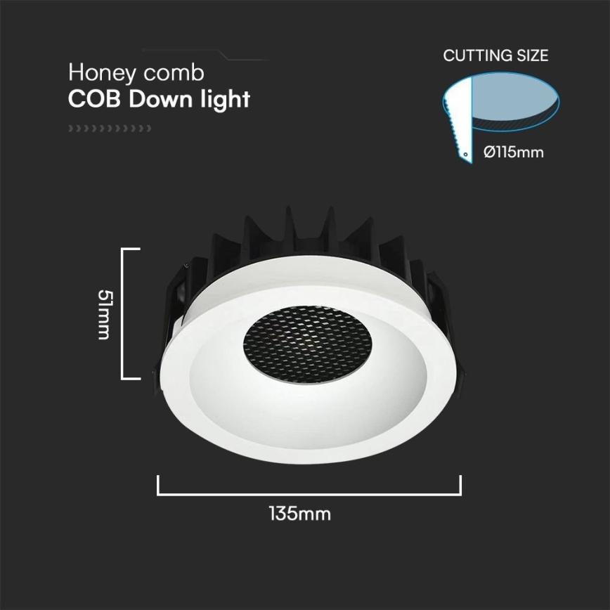 Lámpara empotrable LED LED/24W/230V 3000/4000/6400K ø 13,5 cm blanco