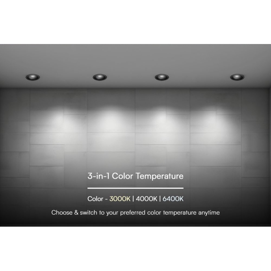 Lámpara empotrable LED LED/24W/230V 3000/4000/6400K ø 13,5 cm negro