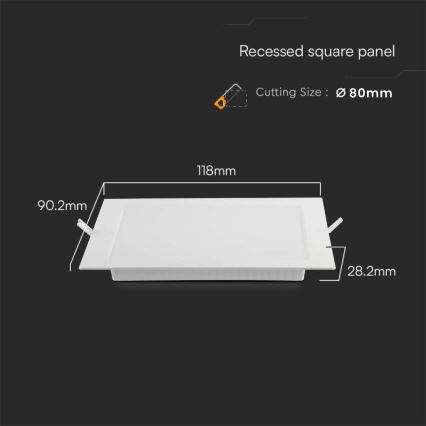 Lámpara empotrable LED LED/3W/230V 9x9 cm 6500K blanco