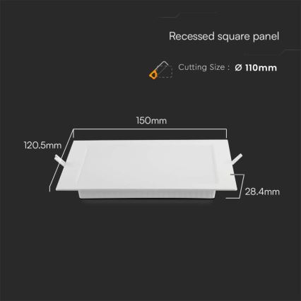 Lámpara empotrable LED LED/6W/230V 12x12 cm 3000K blanco