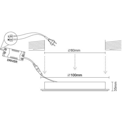 Lámpara empotrable LED LED/7,5W/230V 4000K blanco/negro