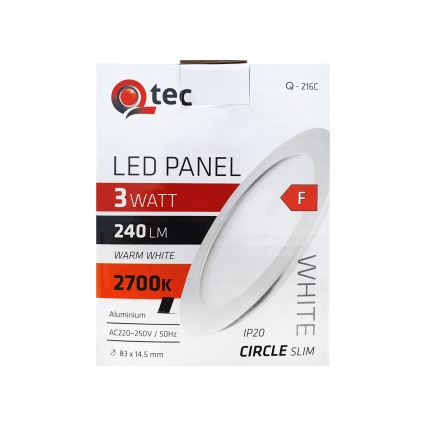 Lámpara empotrable LED QTEC LED/3W/230V 2700K diá. 8,3 cm
