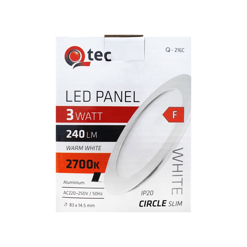 Lámpara empotrable LED QTEC LED/3W/230V 2700K diá. 8,3 cm