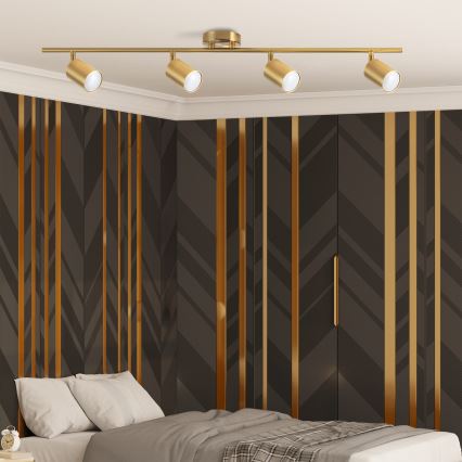 Foco empotrable LED RGBW regulable GOLDI 4xGU10/6W/230V 3000K dorado + mando a distancia