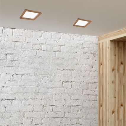 Lámpara empotrable LED WOODY SPOT LED/17W/230V 3000K nogal 18,5x18,5 cm