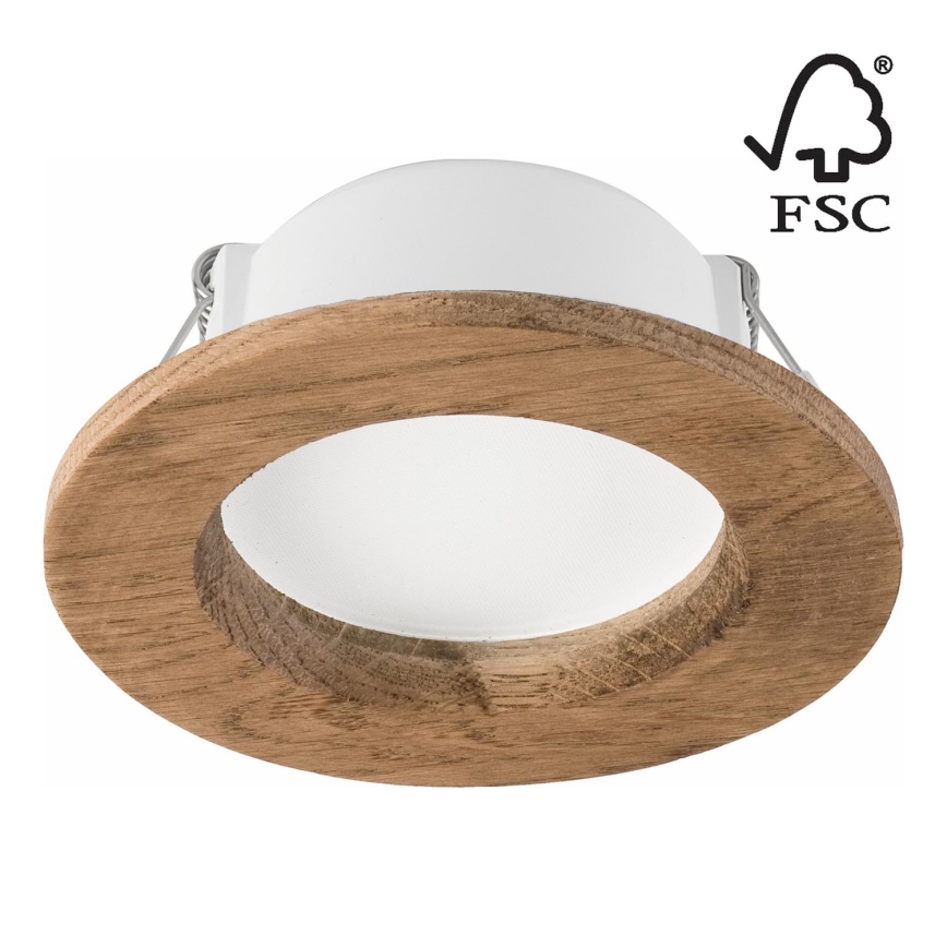 Lámpara empotrable LED WOODY SPOT LED/5,5W/230V 4000K nogal ø 10 cm