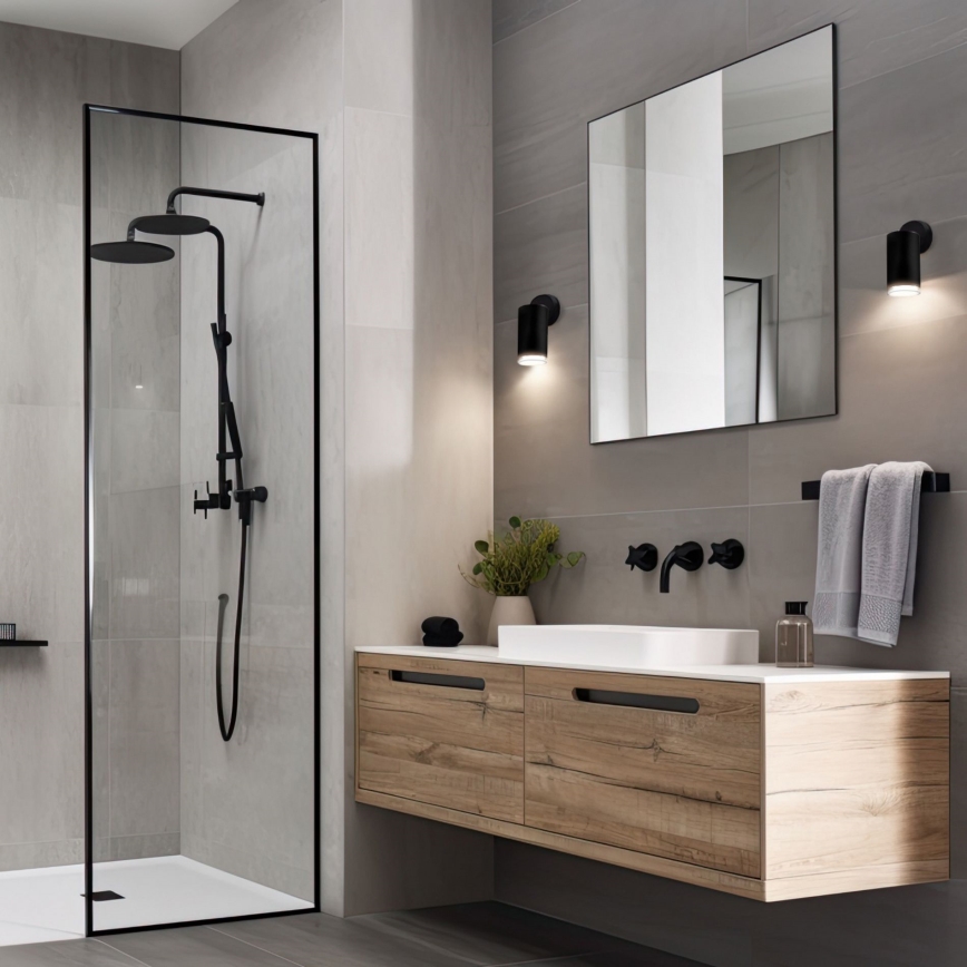 Lámpara empotrada de baño LED RGBW regulable TURYN 1xGU10/6,5W/230V 2700-6500K Wi-Fi IP44 negra