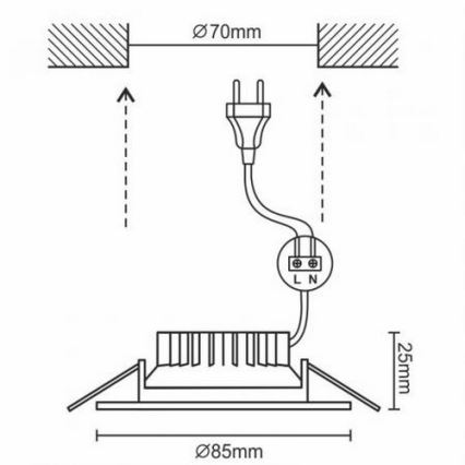 Lámpara empotrada LED para baños LED/7W/230V 4000K blanco IP44