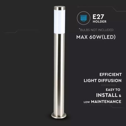 Lámpara exterior 1xE27/60W/230V IP44 80cm cromo mate