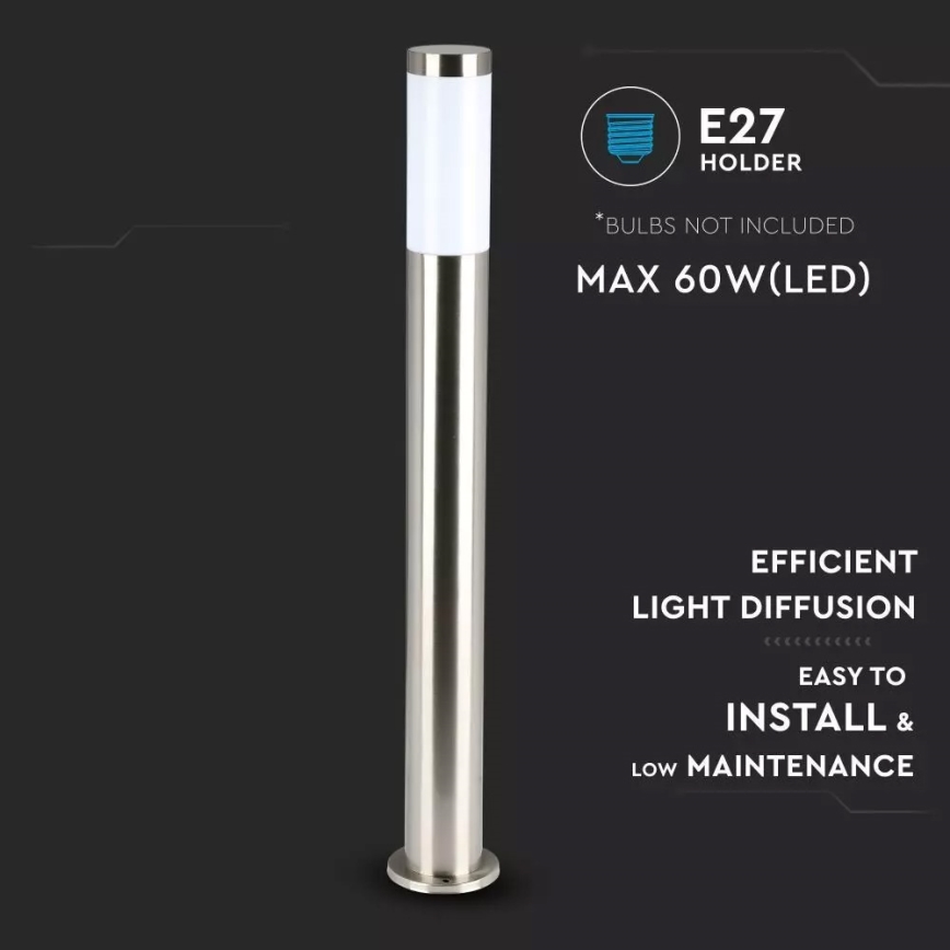 Lámpara exterior 1xE27/60W/230V IP44 80cm cromo mate