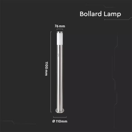 Lámpara exterior con sensor 1xE27/60W/230V IP44 110cm cromo mate