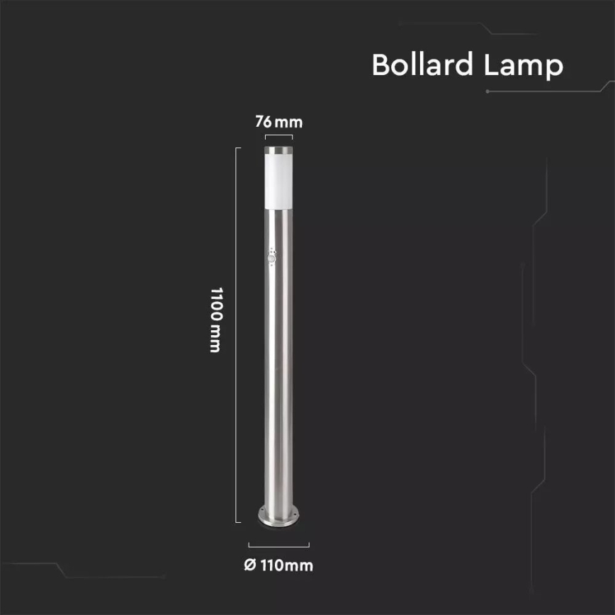 Lámpara exterior con sensor 1xE27/60W/230V IP44 110cm cromo mate