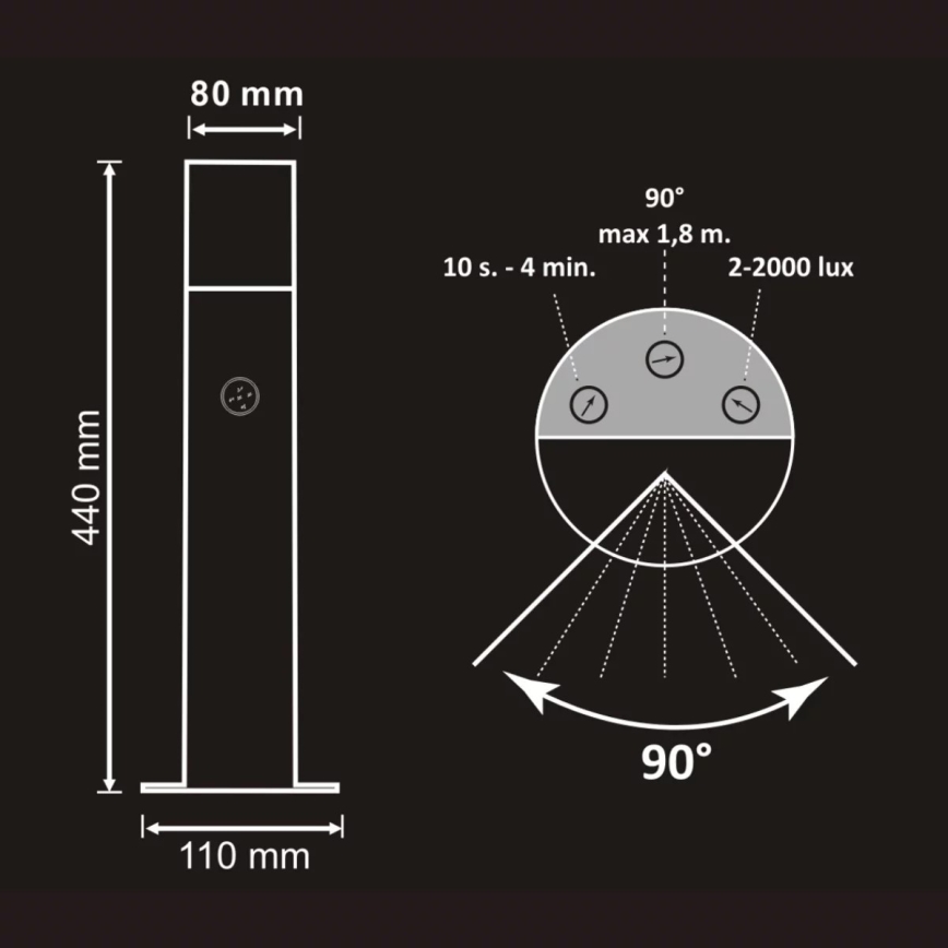 Lámpara exterior con sensor DALLAS 1xE27/12W/230V IP44 antracita