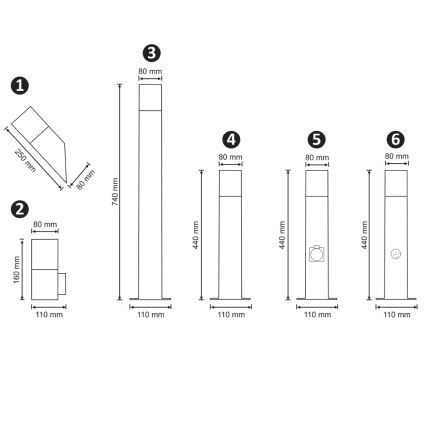Lámpara exterior con sensor NEW YORK 1xE27/12W/230V IP44 44 cm antracita
