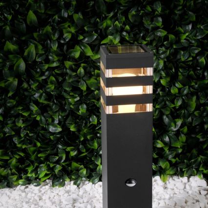Lámpara exterior con sensor TEKSAS 1xE27/12W/230V IP44 44 cm antracita
