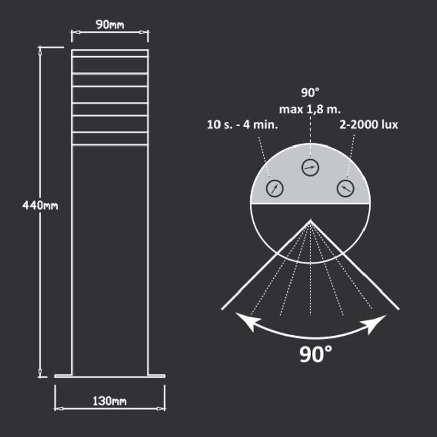 Lámpara exterior con sensor TEKSAS 1xE27/12W/230V IP44 44 cm antracita