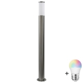 Lámpara exterior regulable LED RGBW LIVIA 1xE27/6,5W/230V 2700-6500K Wi-Fi 100 cm IP44 plateada