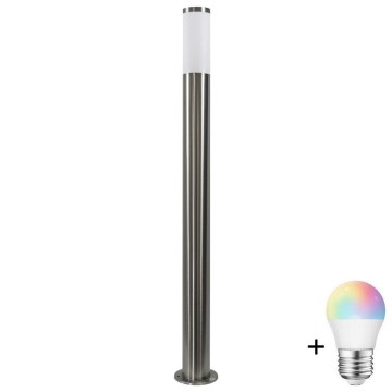 Lámpara exterior regulable LED RGBW LIVIA 1xE27/6,5W/230V 2700-6500K Wi-Fi 100 cm IP44 plateada