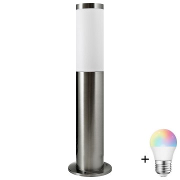 Lámpara exterior regulable LED RGBW LIVIA 1xE27/6,5W/230V 2700-6500K Wi-Fi 45 cm IP44 plateada