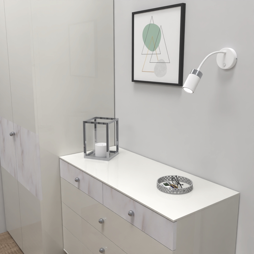 Lámpara flexible JOKER 1xGU10/8W/230V blanca/cromo mate