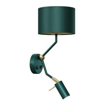Lámpara flexible VERDE 1xE27/60W/230V + 1xGU10-MR11/7W verde
