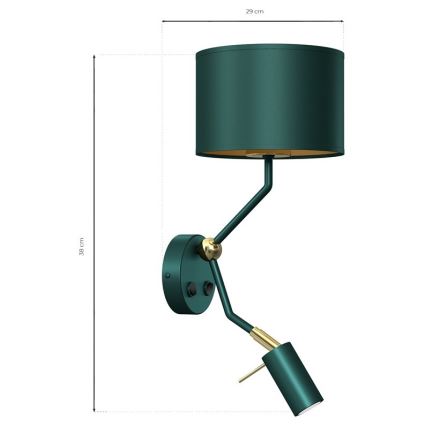 Lámpara flexible VERDE 1xE27/60W/230V + 1xGU10-MR11/7W verde