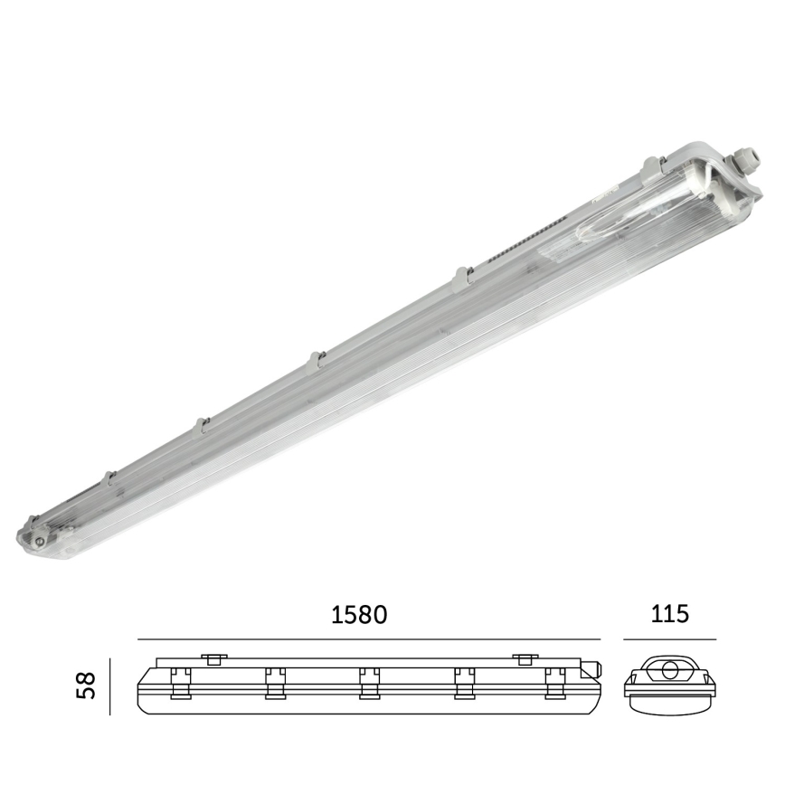 Lámpara fluorescente de alta resistencia 2xG13/22W/230V IP65