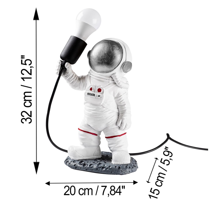 Lámpara infantil ASTRONAUT 1xE27/40W/230V plateada/blanca