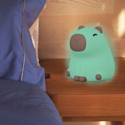 Lámpara infantil LED RGBW regulable LED/1W/5V USB 1200 mAh capibara
