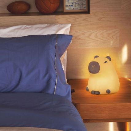 Lámpara infantil LED RGBW regulable LED/1W/5V USB 1200 mAh capibara