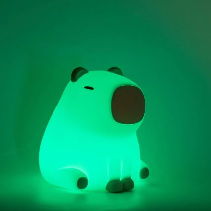 Lámpara infantil LED RGBW regulable LED/1W/5V USB 1200 mAh capibara