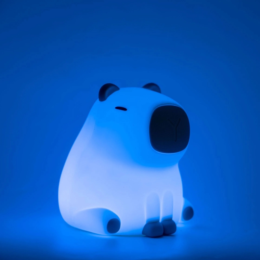 Lámpara infantil LED RGBW regulable LED/1W/5V USB 1200 mAh capibara