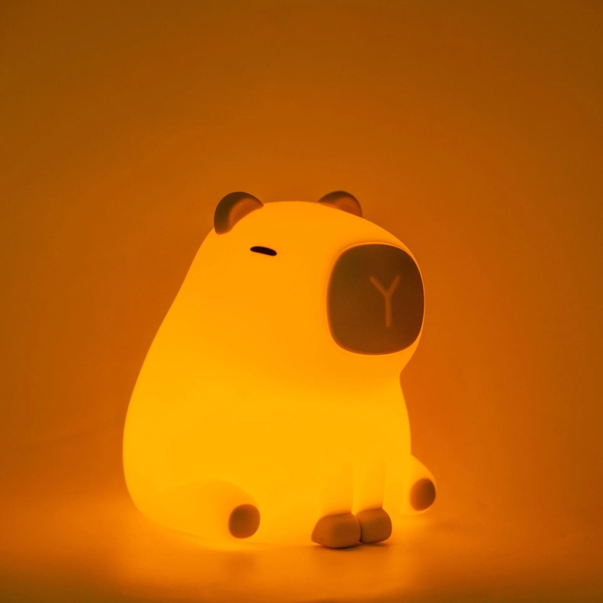 Lámpara infantil LED RGBW regulable LED/1W/5V USB 1200 mAh capibara