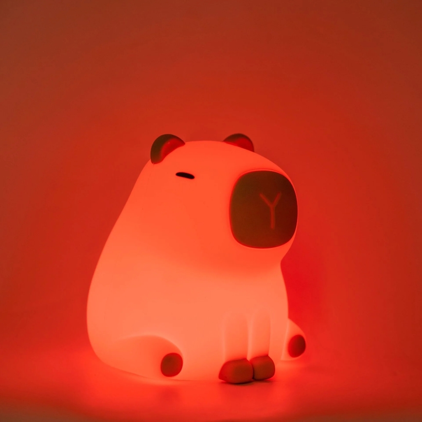 Lámpara infantil LED RGBW regulable LED/1W/5V USB 1200 mAh capibara