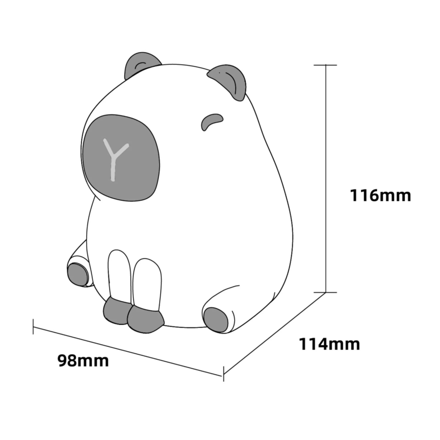 Lámpara infantil LED RGBW regulable LED/1W/5V USB 1200 mAh capibara