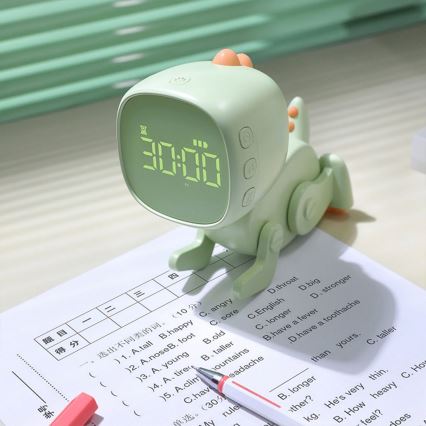 Lámpara infantil pequeña LED regulable con reloj despertador ROBOT LED/1W/5V 1200 mAh