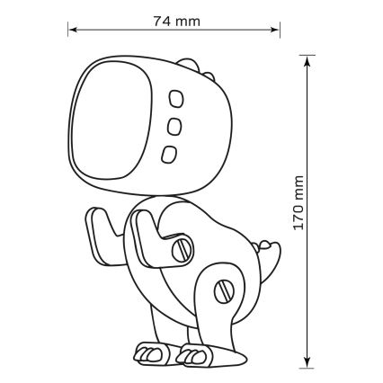 Lámpara infantil pequeña LED regulable con reloj despertador ROBOT LED/1W/5V 1200 mAh
